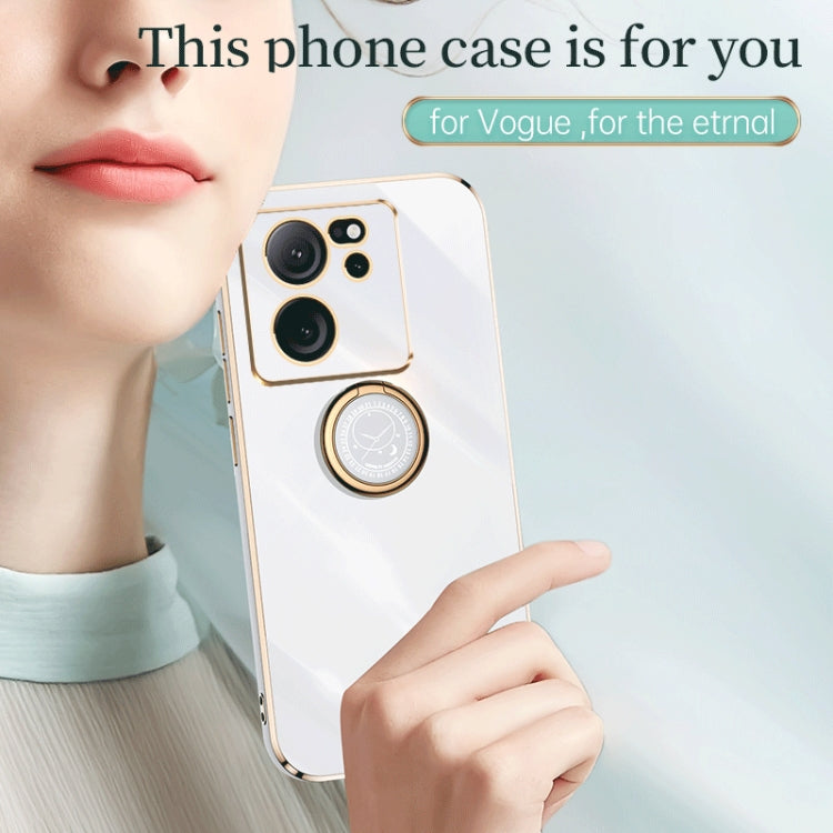 For Xiaomi Redmi K60 Ultra / Mi 13T XINLI Straight Edge 6D Electroplate TPU Phone Case with Ring Holder(Black)