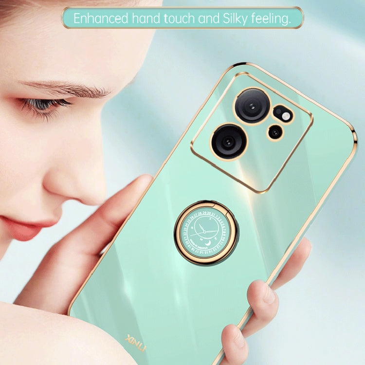 For Xiaomi Redmi K60 Ultra / Mi 13T XINLI Straight Edge 6D Electroplate TPU Phone Case with Ring Holder(Black)