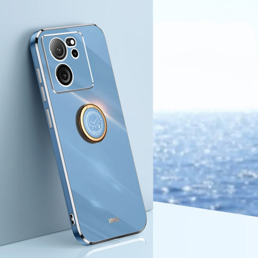 Pour Xiaomi Redmi K60 Ultra / Mi 13T Étui de téléphone en TPU électrolytique XINLI Straight Edge 6D avec support de bague (Bleu Céleste)