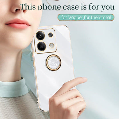 For Xiaomi Redmi Note 13 4G XINLI Straight Edge 6D Electroplate TPU Phone Case with Ring Holder(Cherry Purple)