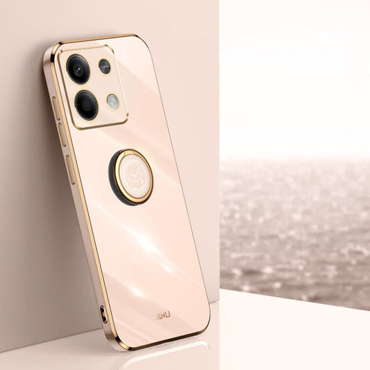 Pour Xiaomi Redmi Note 13 4G Coque de téléphone en TPU XINLI Straight Edge 6D galvanisée avec support de bague (Rose)