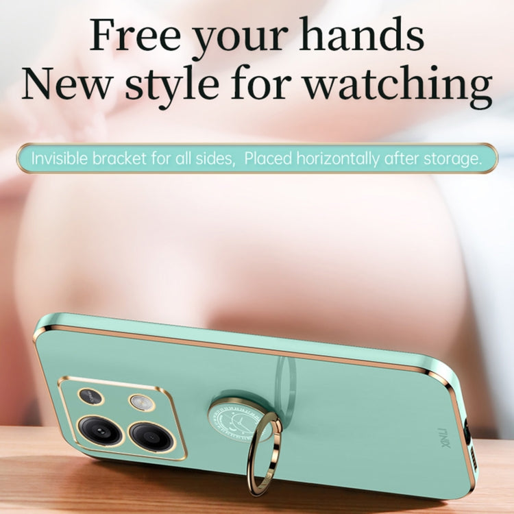 For Xiaomi Redmi Note 13 4G XINLI Straight Edge 6D Electroplate TPU Phone Case with Ring Holder(Pink)