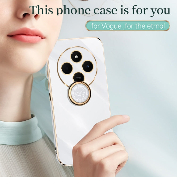For Redmi 14C 4G XINLI Straight Edge 6D Electroplate TPU Phone Case with Ring Holder(Black)
