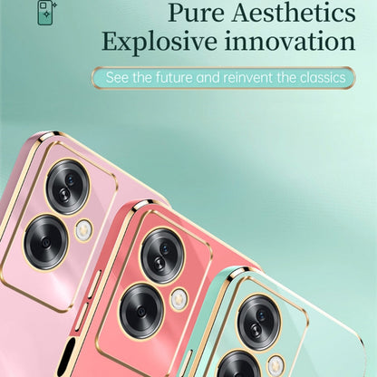 For OPPO A2 5G XINLI Straight Edge 6D Electroplate TPU Phone Case with Ring Holder(Mint Green)