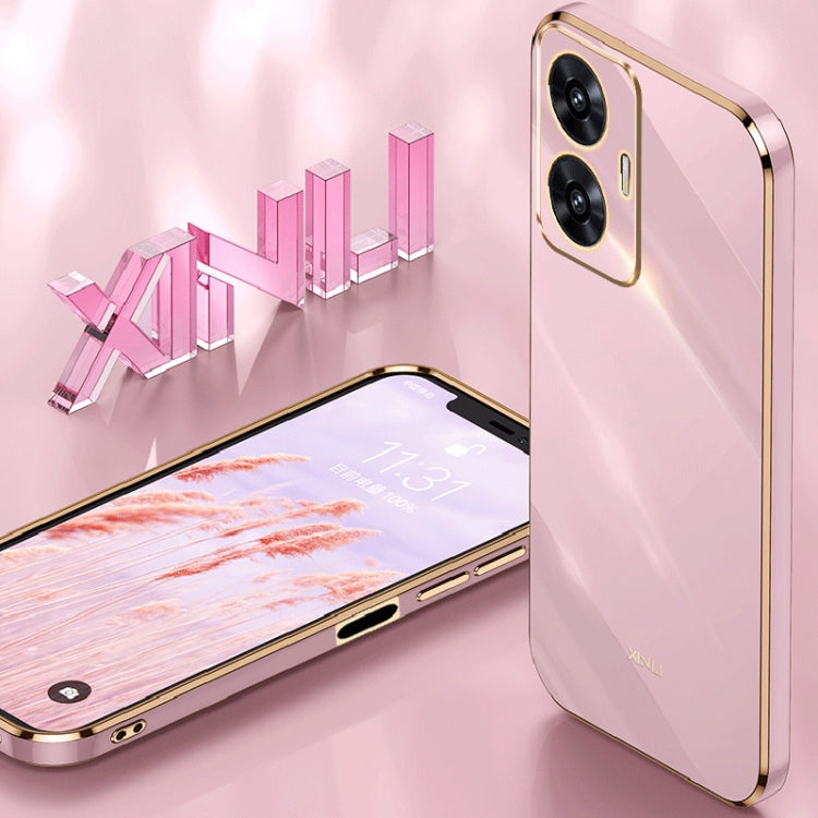 Pour Realme C55 XINLI Coque de téléphone en TPU plaquée or 6D à bords droits (rose)