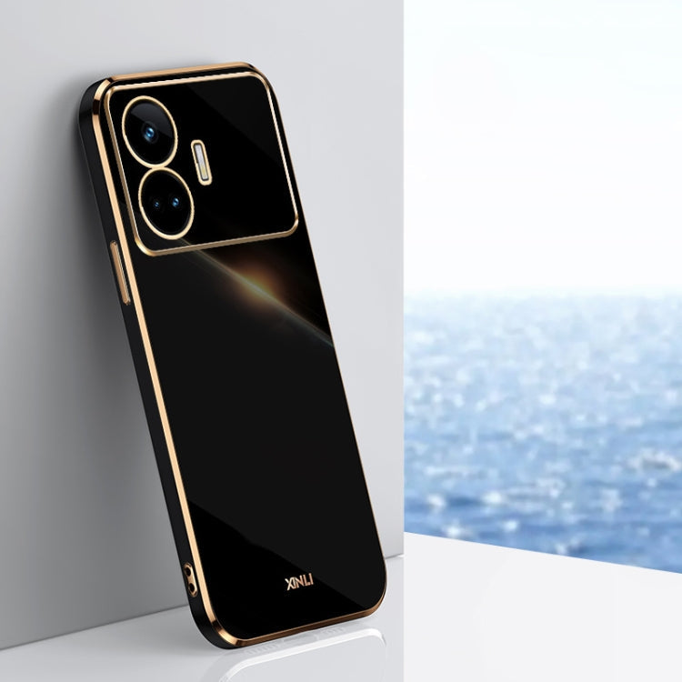 For Realme GT Neo5 SE XINLI Straight 6D Plating Gold Edge TPU Phone Case(Black)