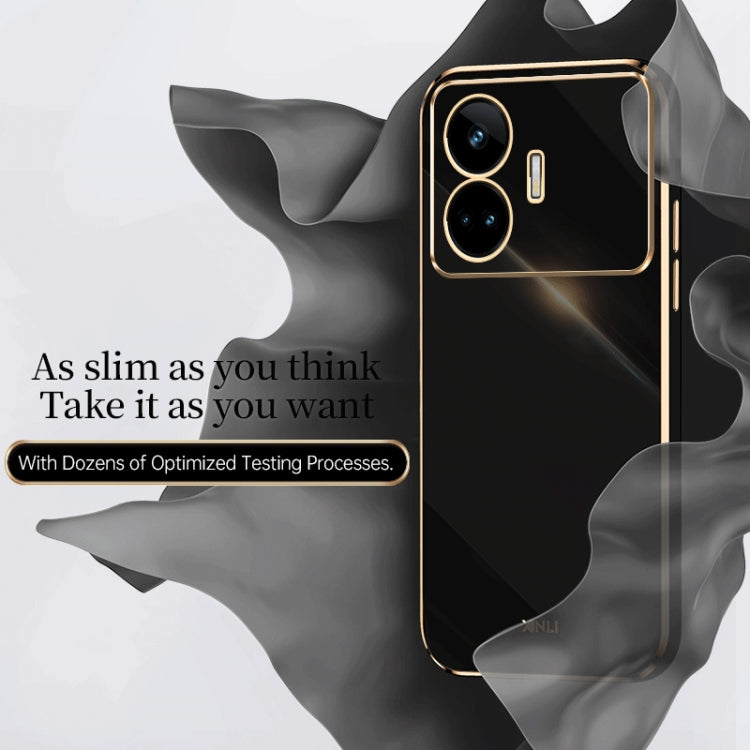 For Realme GT Neo5 SE XINLI Straight 6D Plating Gold Edge TPU Phone Case(Black)
