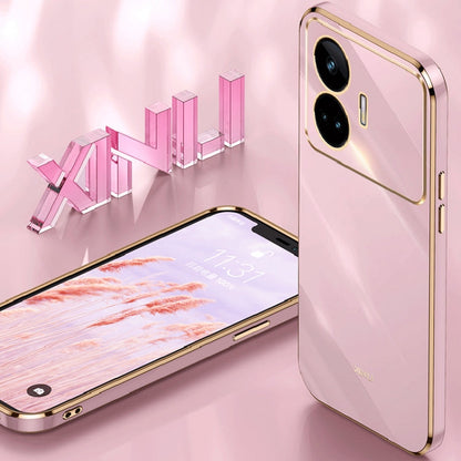 For Realme GT Neo5 SE XINLI Straight 6D Plating Gold Edge TPU Phone Case(Cherry Purple)