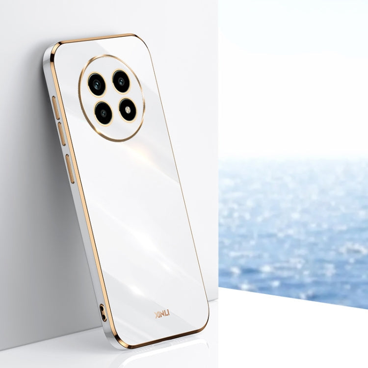 For Realme 13 Pro Global XINLI Straight 6D Plating Gold Edge TPU Phone Case(White)