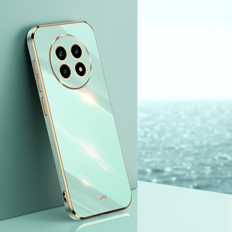 Pour Realme 13 Pro Global Coque de téléphone en TPU plaqué or 6D XINLI (Vert Menthe)