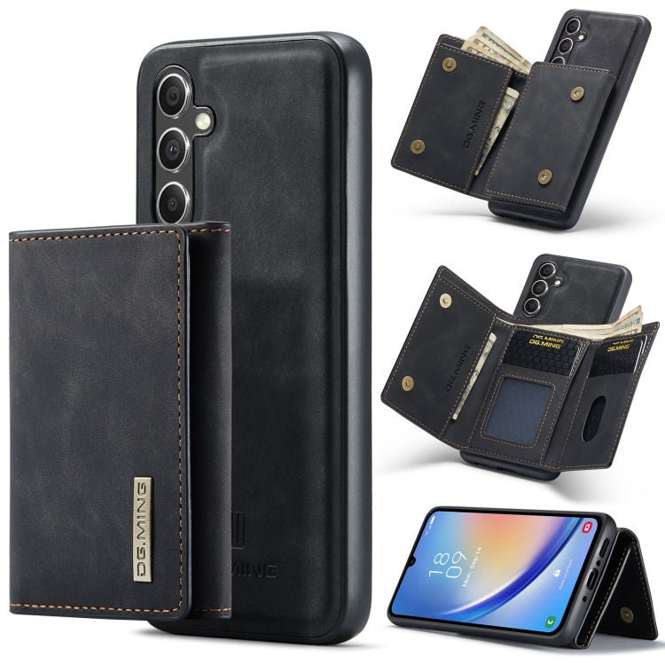 For Samsung Galaxy A34 5G DG.MING M1 Series 3-Fold Multi Card Wallet + Magnetic Phone Case(Black)