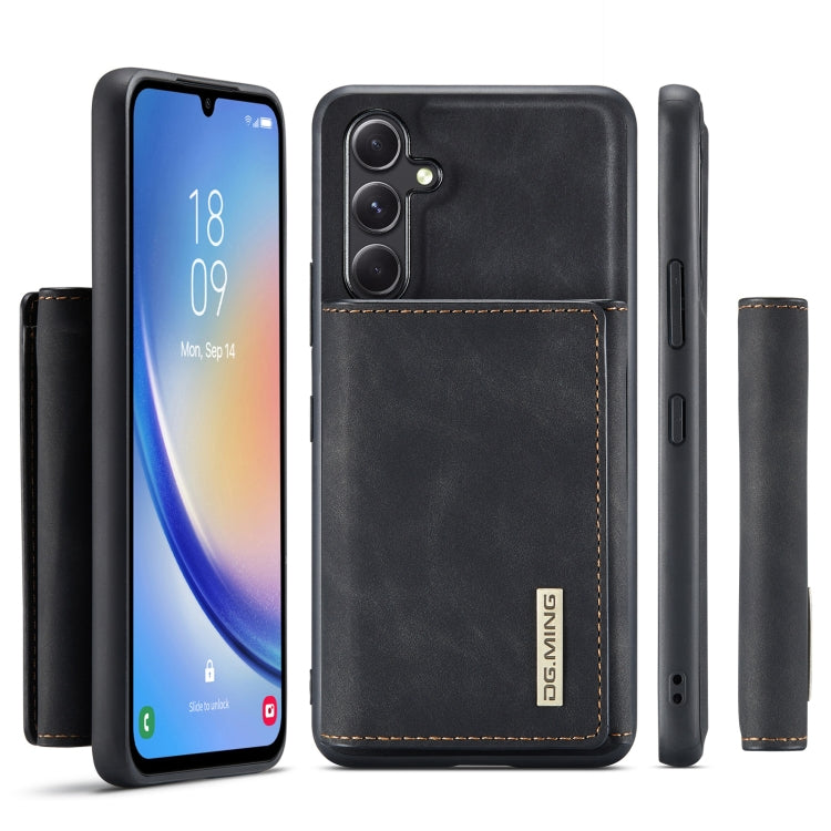 For Samsung Galaxy A34 5G DG.MING M1 Series 3-Fold Multi Card Wallet + Magnetic Phone Case(Black)