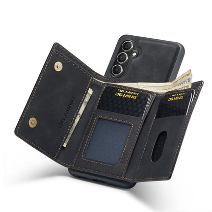 For Samsung Galaxy A34 5G DG.MING M1 Series 3-Fold Multi Card Wallet + Magnetic Phone Case(Black)
