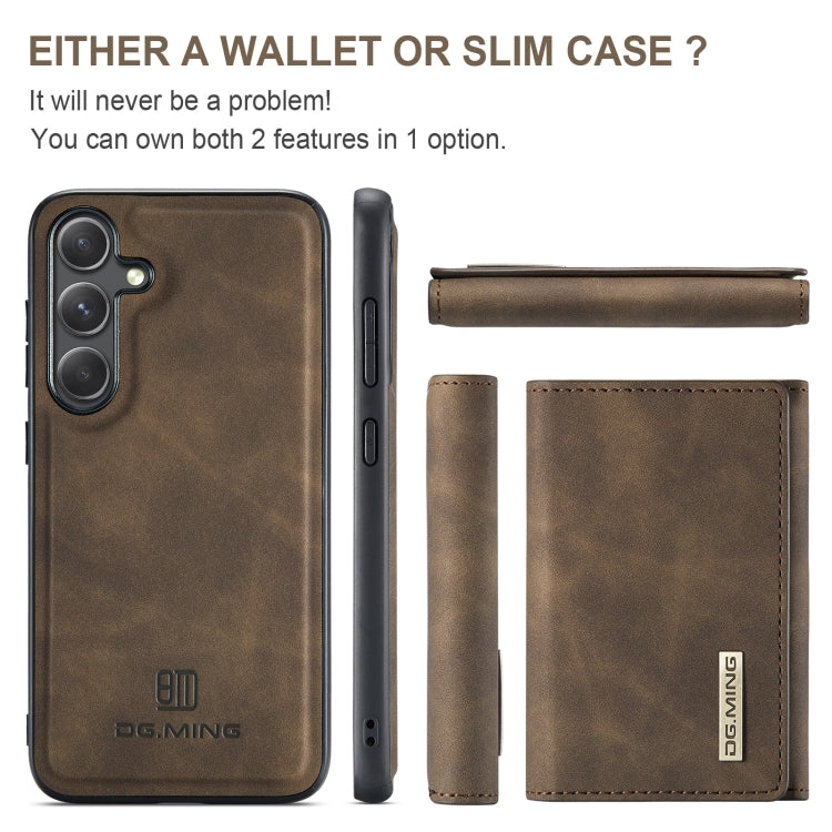 For Samsung Galaxy S24 5G DG.MING M1 Series 3-Fold Multi Card Wallet + Magnetic Phone Case(Coffee)