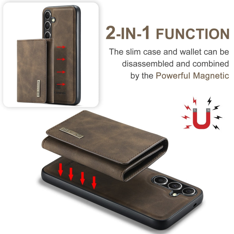 For Samsung Galaxy S24 5G DG.MING M1 Series 3-Fold Multi Card Wallet + Magnetic Phone Case(Coffee)