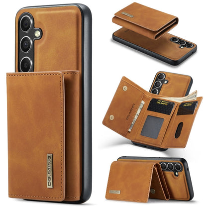 Pour Samsung Galaxy S24+ 5G DG.MING M1 Series Étui Portefeuille 3 Plis Multi-cartes + Coque de Téléphone Magnétique (Marron)