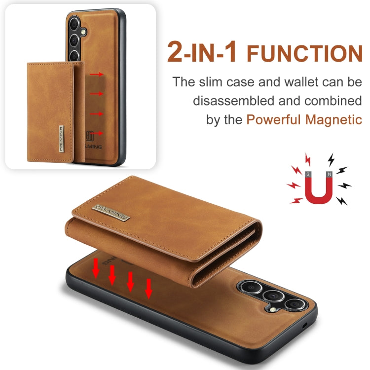 Pour Samsung Galaxy S24+ 5G DG.MING M1 Series Étui Portefeuille 3 Plis Multi-cartes + Coque de Téléphone Magnétique (Marron)