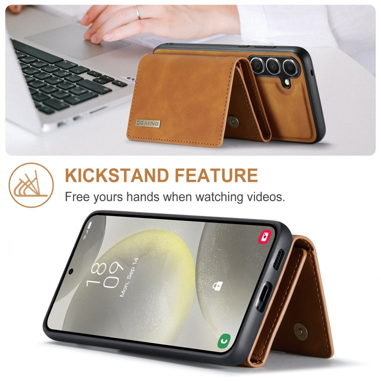 Pour Samsung Galaxy S24+ 5G DG.MING M1 Series Étui Portefeuille 3 Plis Multi-cartes + Coque de Téléphone Magnétique (Marron)
