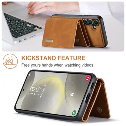 Pour Samsung Galaxy S24+ 5G DG.MING M1 Series Étui Portefeuille 3 Plis Multi-cartes + Coque de Téléphone Magnétique (Marron)