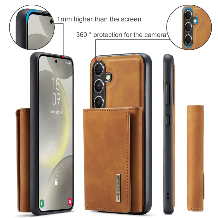 Pour Samsung Galaxy S24+ 5G DG.MING M1 Series Étui Portefeuille 3 Plis Multi-cartes + Coque de Téléphone Magnétique (Marron)