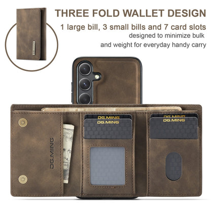 For Samsung Galaxy S24+ 5G DG.MING M1 Series 3-Fold Multi Card Wallet + Magnetic Phone Case(Coffee)