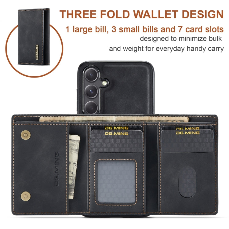 For Samsung Galaxy S24+ 5G DG.MING M1 Series 3-Fold Multi Card Wallet + Magnetic Phone Case(Black)