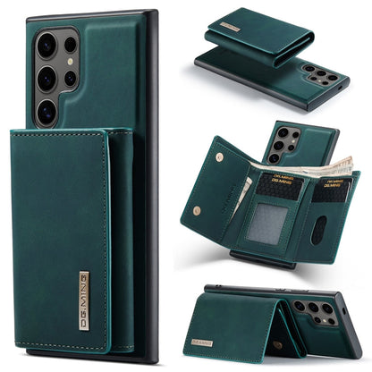 Pour Samsung Galaxy S24 Ultra 5G DG.MING Série M1 Étui portefeuille multi-cartes 3 volets + Coque de téléphone magnétique (Vert)