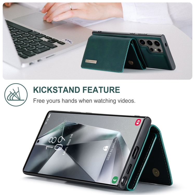 Pour Samsung Galaxy S24 Ultra 5G DG.MING Série M1 Étui portefeuille multi-cartes 3 volets + Coque de téléphone magnétique (Vert)