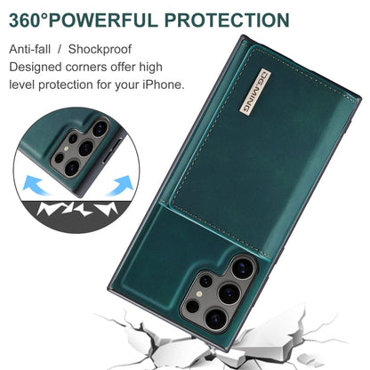 Pour Samsung Galaxy S24 Ultra 5G DG.MING Série M1 Étui portefeuille multi-cartes 3 volets + Coque de téléphone magnétique (Vert)