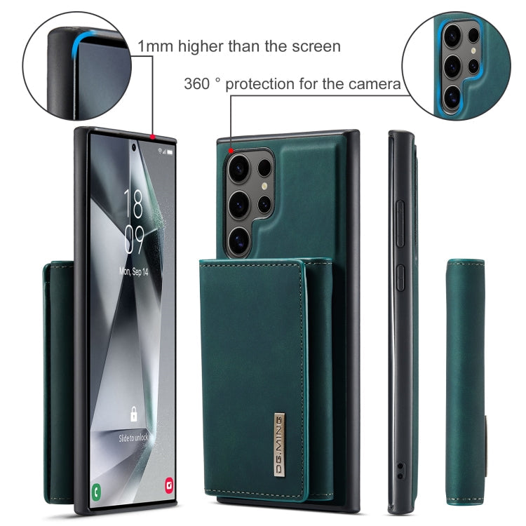 Pour Samsung Galaxy S24 Ultra 5G DG.MING Série M1 Étui portefeuille multi-cartes 3 volets + Coque de téléphone magnétique (Vert)