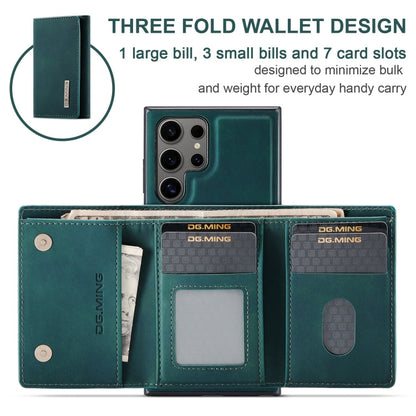 Pour Samsung Galaxy S24 Ultra 5G DG.MING Série M1 Étui portefeuille multi-cartes 3 volets + Coque de téléphone magnétique (Vert)