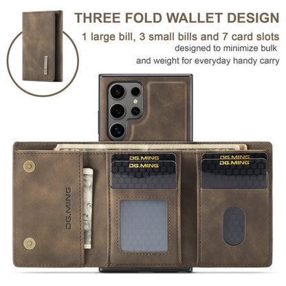 For Samsung Galaxy S24 Ultra 5G DG.MING M1 Series 3-Fold Multi Card Wallet + Magnetic Phone Case(Coffee)