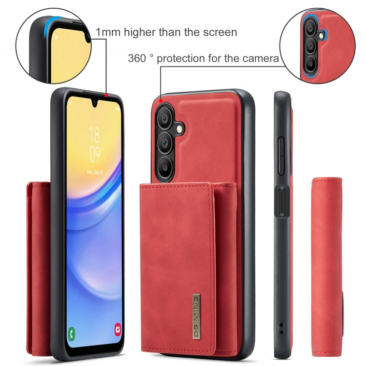 For Samsung Galaxy A15 5G / A15 4G DG.MING M1 Series 3-Fold Multi Card Wallet + Magnetic Phone Case(Red)