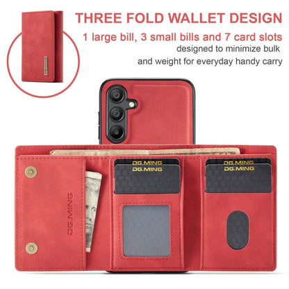 For Samsung Galaxy A15 5G / A15 4G DG.MING M1 Series 3-Fold Multi Card Wallet + Magnetic Phone Case(Red)