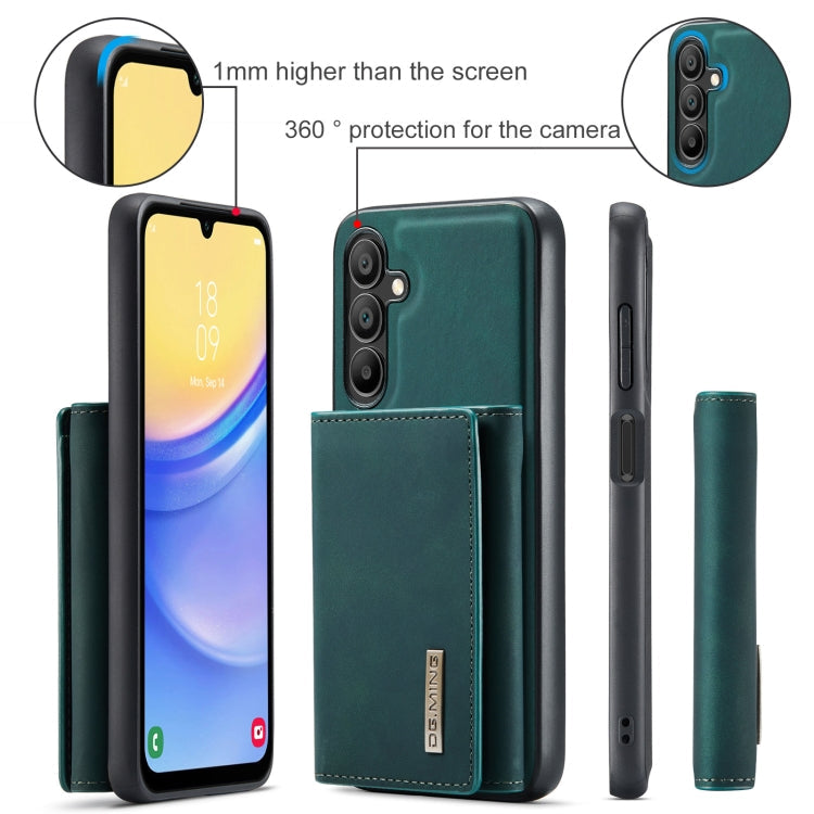 For Samsung Galaxy A15 5G / A15 4G DG.MING M1 Series 3-Fold Multi Card Wallet + Magnetic Phone Case(Green)