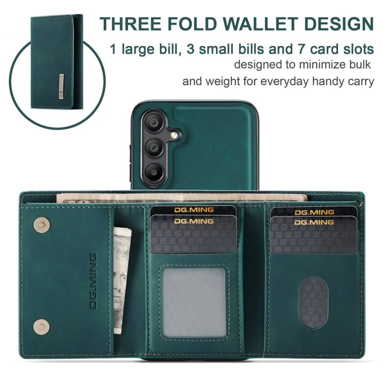 For Samsung Galaxy A15 5G / A15 4G DG.MING M1 Series 3-Fold Multi Card Wallet + Magnetic Phone Case(Green)