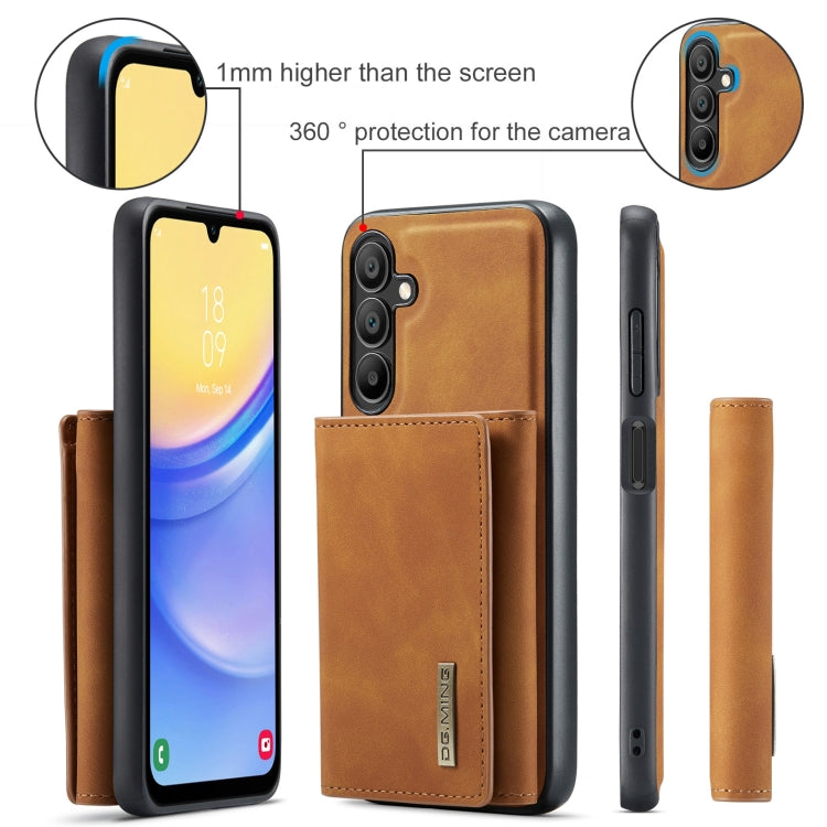 For Samsung Galaxy A15 5G / A15 4G DG.MING M1 Series 3-Fold Multi Card Wallet + Magnetic Phone Case(Brown)