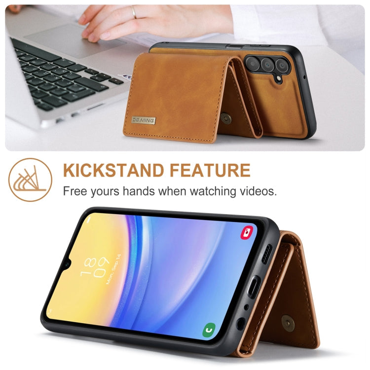 For Samsung Galaxy A15 5G / A15 4G DG.MING M1 Series 3-Fold Multi Card Wallet + Magnetic Phone Case(Brown)