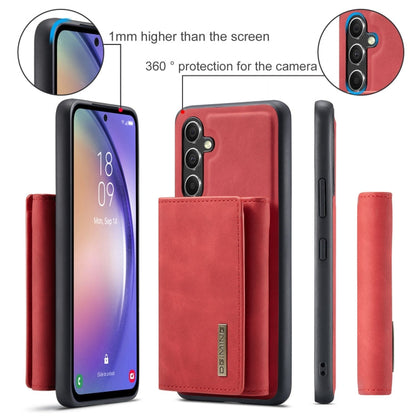 For Samsung Galaxy A35 5G DG.MING M1 Series 3-Fold Multi Card Wallet + Magnetic Phone Case(Red)