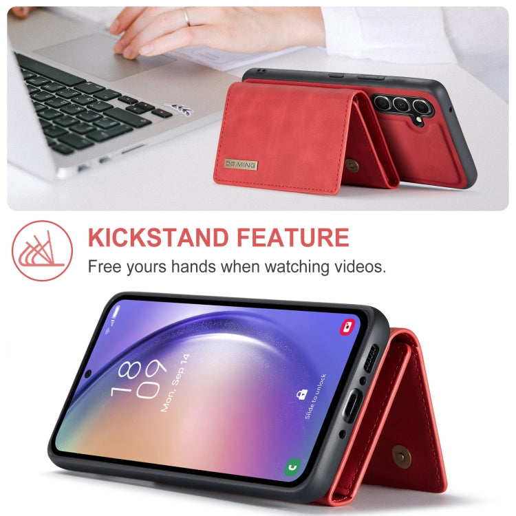 For Samsung Galaxy A35 5G DG.MING M1 Series 3-Fold Multi Card Wallet + Magnetic Phone Case(Red)