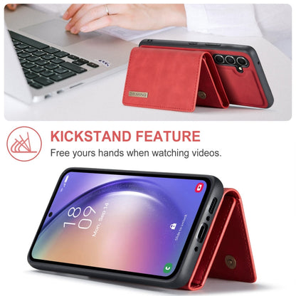 For Samsung Galaxy A35 5G DG.MING M1 Series 3-Fold Multi Card Wallet + Magnetic Phone Case(Red)