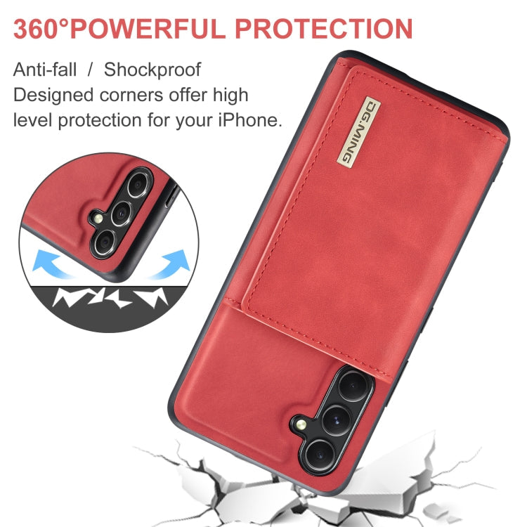 For Samsung Galaxy A35 5G DG.MING M1 Series 3-Fold Multi Card Wallet + Magnetic Phone Case(Red)