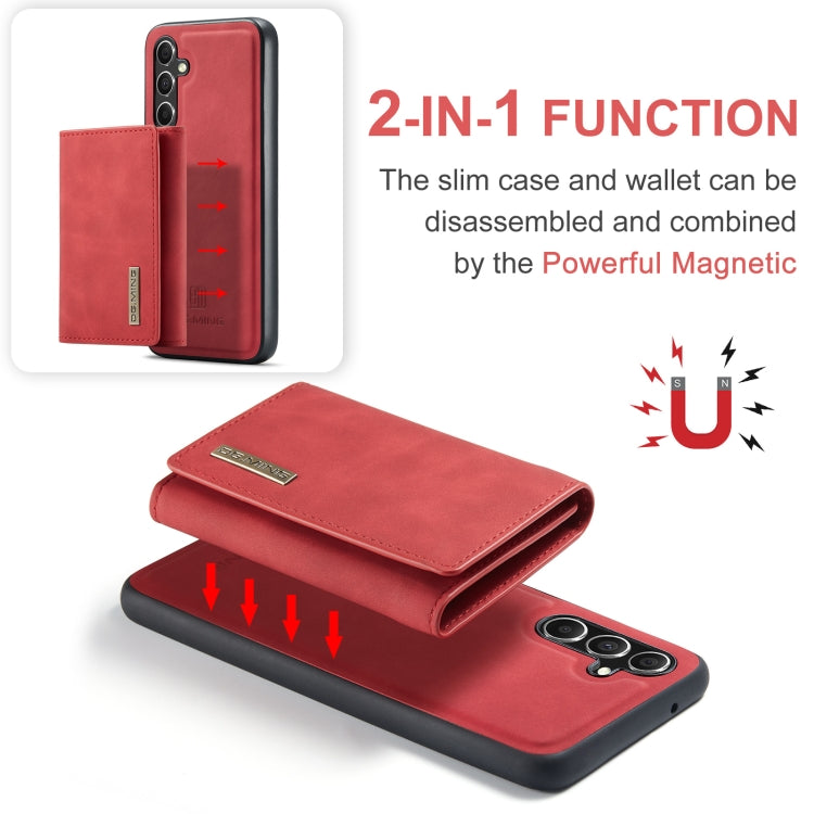 For Samsung Galaxy A35 5G DG.MING M1 Series 3-Fold Multi Card Wallet + Magnetic Phone Case(Red)