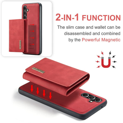 For Samsung Galaxy A35 5G DG.MING M1 Series 3-Fold Multi Card Wallet + Magnetic Phone Case(Red)