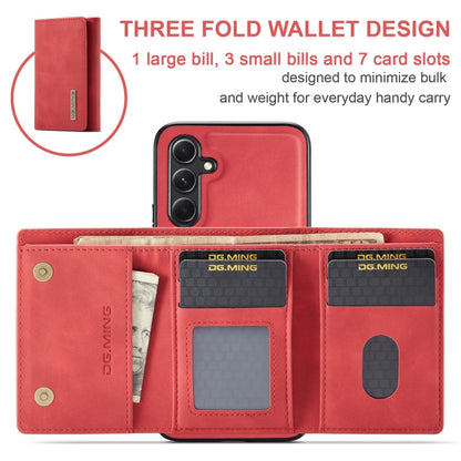 For Samsung Galaxy A35 5G DG.MING M1 Series 3-Fold Multi Card Wallet + Magnetic Phone Case(Red)