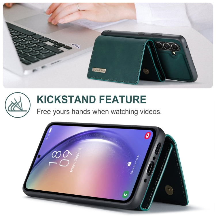 For Samsung Galaxy A35 5G DG.MING M1 Series 3-Fold Multi Card Wallet + Magnetic Phone Case(Green)