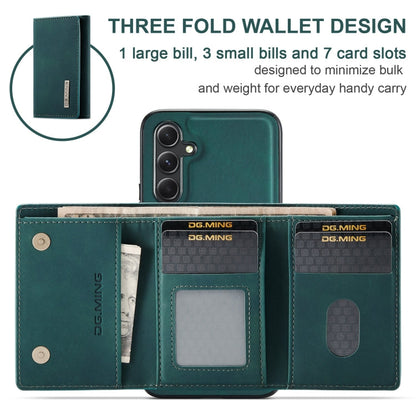 For Samsung Galaxy A35 5G DG.MING M1 Series 3-Fold Multi Card Wallet + Magnetic Phone Case(Green)