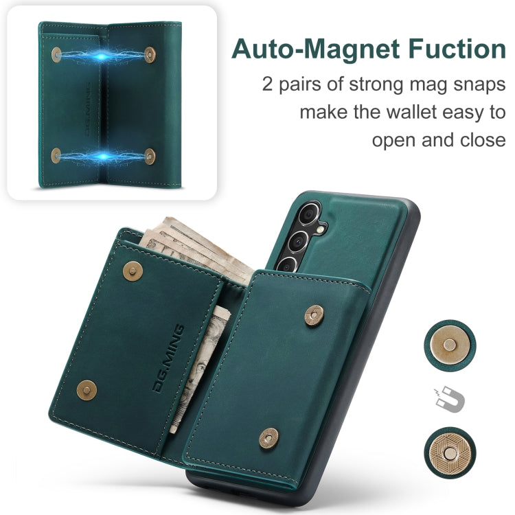 For Samsung Galaxy A35 5G DG.MING M1 Series 3-Fold Multi Card Wallet + Magnetic Phone Case(Green)