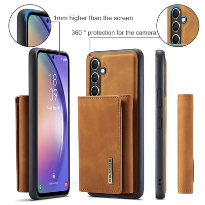Pour Samsung Galaxy A35 5G DG.MING Série M1 Étui Portefeuille à Trois Volets Multi-Cartes + Coque de Téléphone Magnétique (Marron)