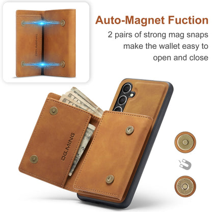 Pour Samsung Galaxy A35 5G DG.MING Série M1 Étui Portefeuille à Trois Volets Multi-Cartes + Coque de Téléphone Magnétique (Marron)